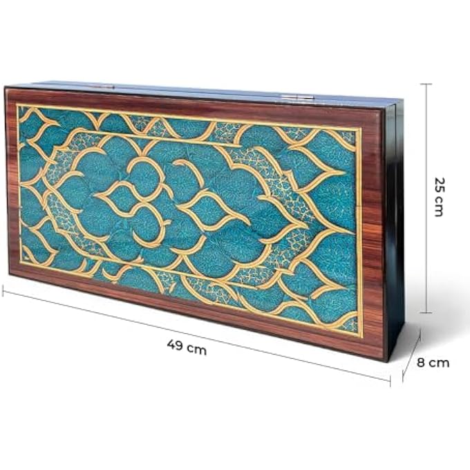 rayihni BACKGAMMON SET WITH CHECKERS & DICE  SCRATCH-RESISTANT MDF GLOSSY FINISH BOARD WITH MAGNETIC LOCK  FOLDABLE CLASSIC TAVLA BOARD GAME - Image 3